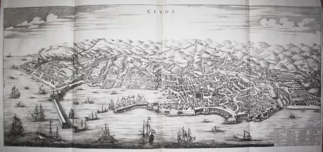 Genova Génova Liguria Mapa Grabado Carta Grabado Blaeu Mortier 1724