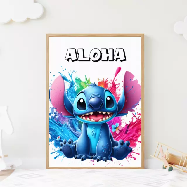 Aloha, Lilo Stitch Bedroom Poster print, Wall Art, Nursery, Playroom Decor, UK