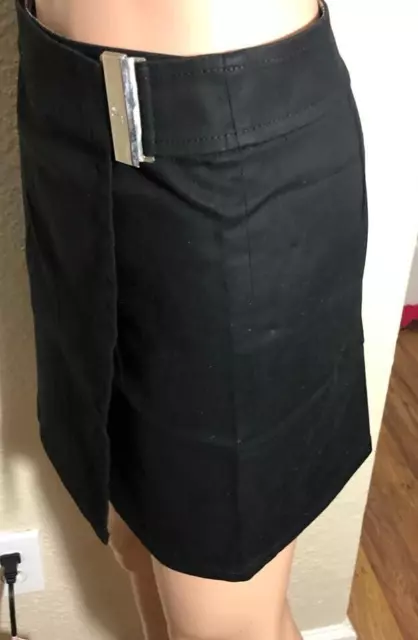 Burberry Blue Label Solid Black Khaki Mini Wrap Skirt Womens Rare