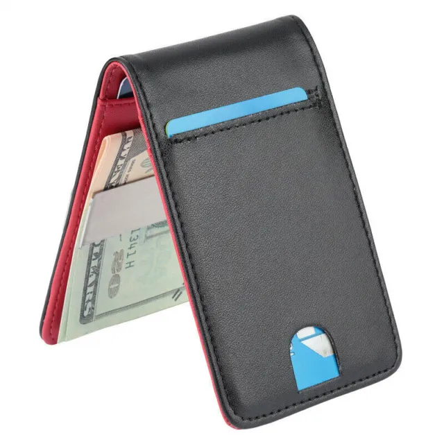 Slim Mens Wallet with Money Clip Leather RFID Blocking Bifold Credit Card Holder