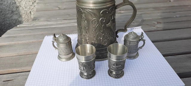 zinnkrug mit deckel antik und Zubehör