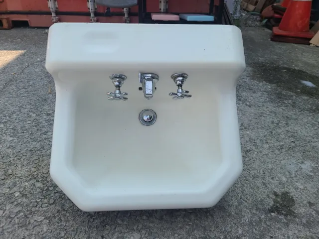 Vintage White Cast Iron Wall Mount Sink By Standard P4100 1953