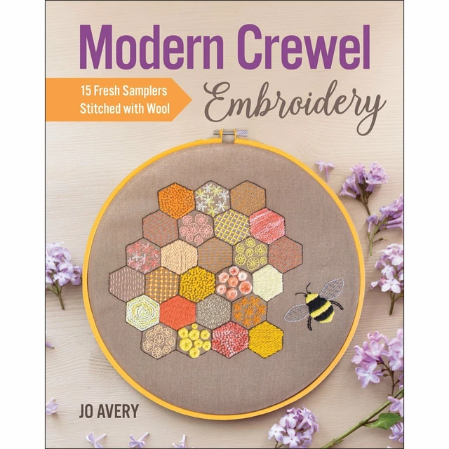 Bordado Crewel moderno de Jo Avery - 15 muestreadores cosidos con lana