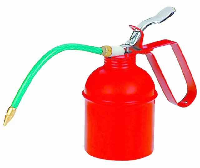 RED ALL METAL OIL CAN thumb Pump OILER 1 pint = 20 oz fLeXiBLe & straight spout 2