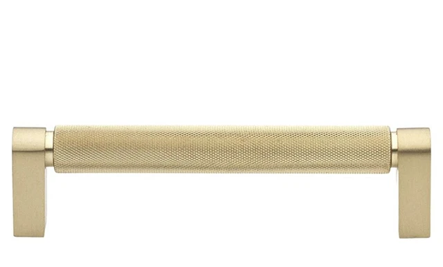 GlideRite Solid Knurled Bar Pull Cabinet Handle 4788 Satin Gold 5" Set 6 Pulls