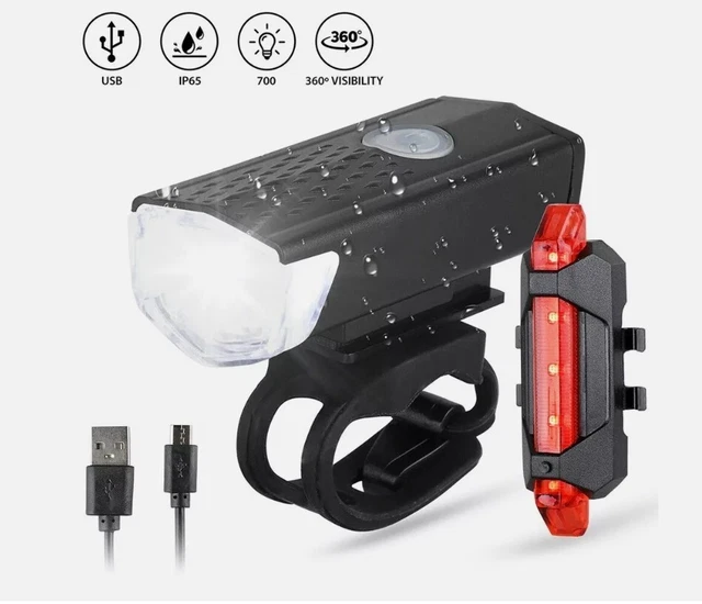 Lampe LED Avant Vélo VTT - USB Rechargeable - Éclairage Sécurité Blanc