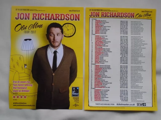 JON RICHARDSON Live event "Old Man" tour UK & Ireland 2017 Tour promo flyers x 2