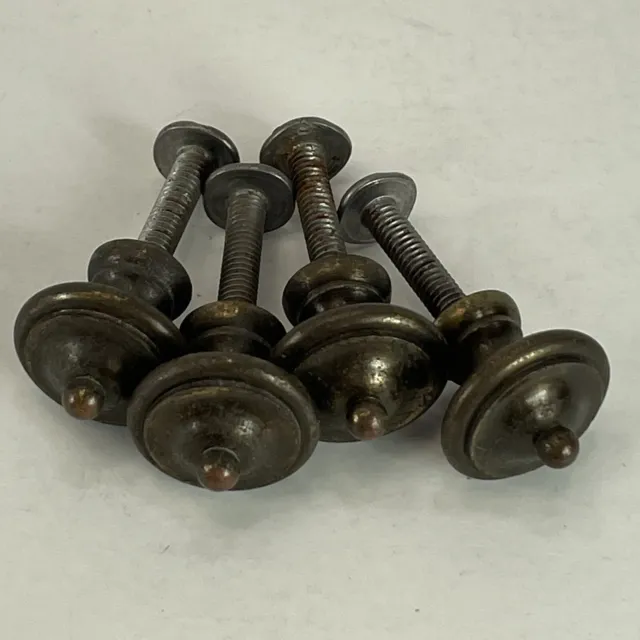 Vintage Drawer Knobs Cabinet Pulls Brass 0.75" Round Lot of 4 Set Metal Rustic