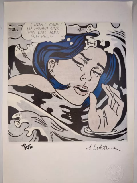 Roy Lichtenstein COA Vintage Signed Art Print on Paper Limited Edition Signed