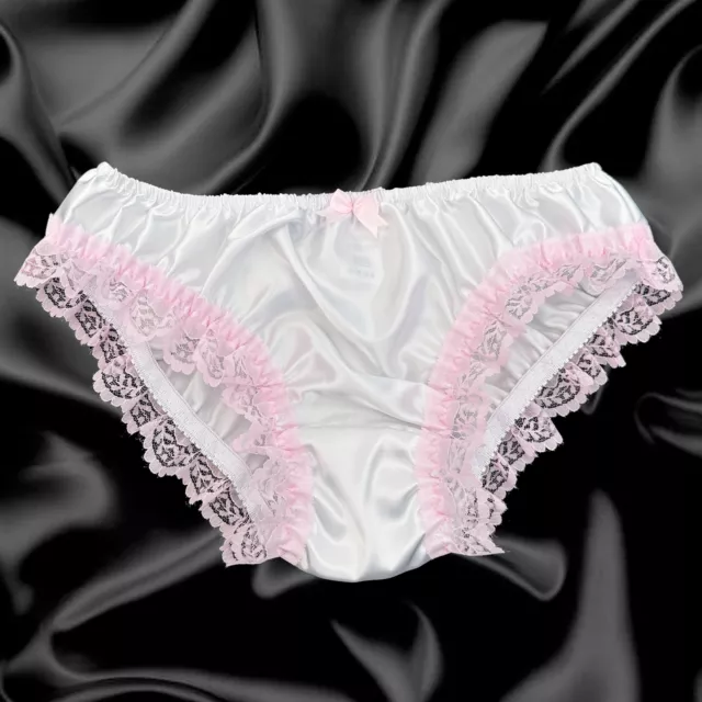 BABY PINK SATIN Lace Sissy Full Panties Bikini Knicker Underwear