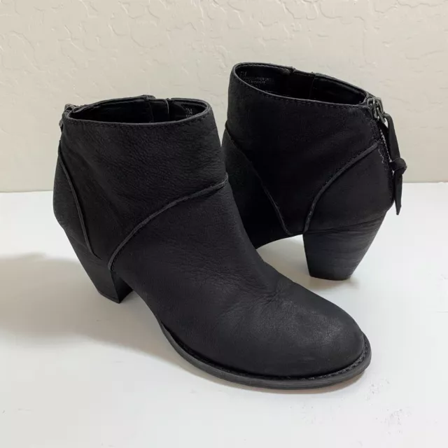 Tesori Kinsley Boots Leather Zip Heel Booties Black Size 7