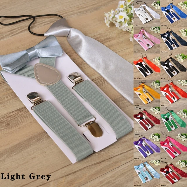 Eleganti ed eleganti set di sospensioni e cravatte con fiocco per bambini perfetti per qualsiasi evento speciale