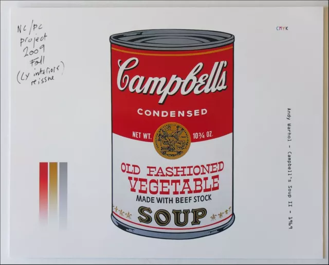 Andy Warhol. Campbell's Soup, 1969.  Tirage test prepress Chromolux.