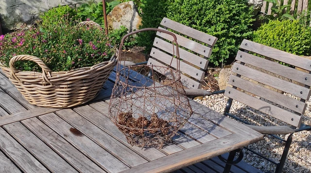 Eierkorb Draht Salatschleucher shabby fil de fer vintage brocante antik 20/30er