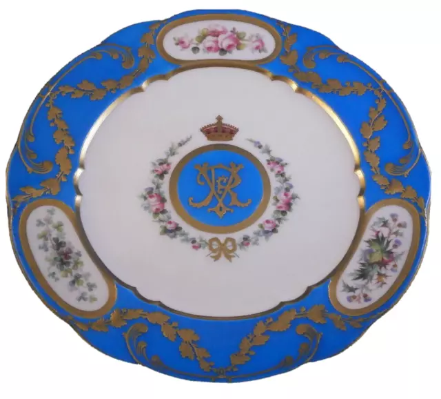 Antico 19tC Minton Porcellana Queen Victoria Piastra Royalty Reale Servizio