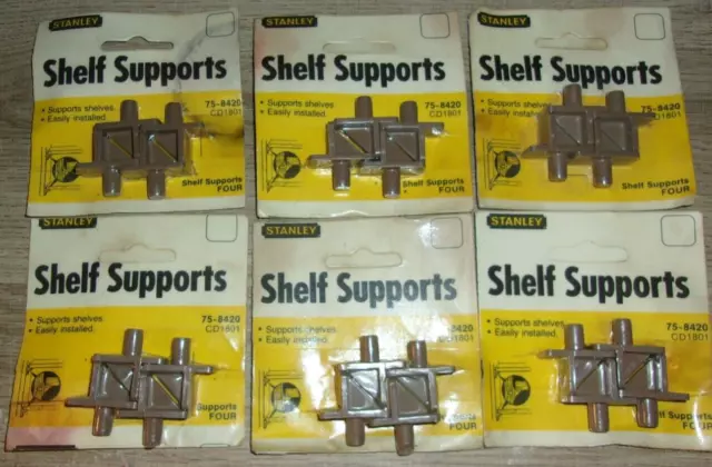 Lot of 6 - 4 packs (24 Supports Total) Stanley Hardware 75-8420 Shelf Supports