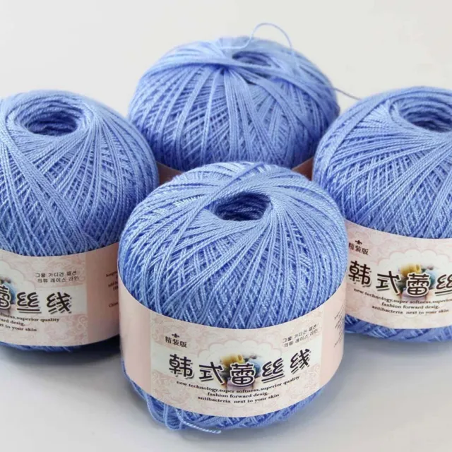 Luxurious 4ballsx50g Hand DIY Wear Cotton Lace Crochet Shawl Knitting Yarn 07