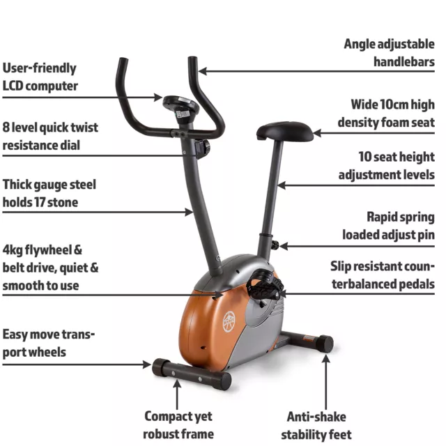 MARCY ME708 Upright Magnetic Cardio Training Exercise Bike for Home Gym Cardio 3