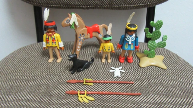 PLAYMOBIL WESTERN Oeste Indios Familia India Caballo 3396