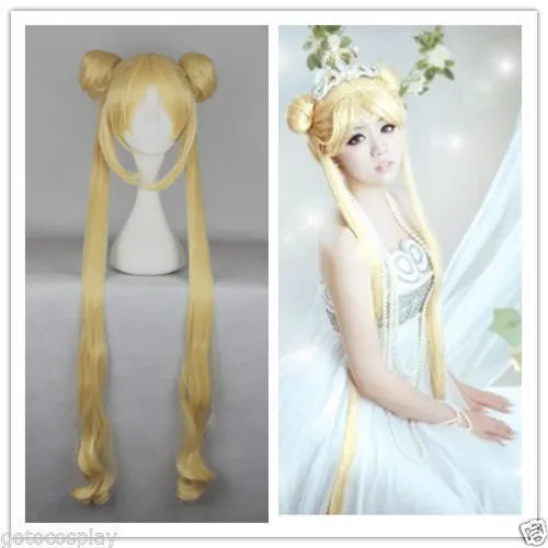 Sailor Moon Tsukino Usagi Anime Manga Perücke Wig Haare Cosplay Blond Gelb Lang