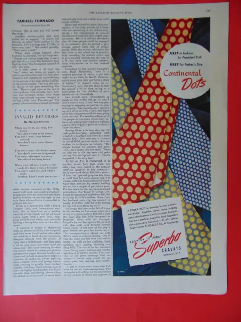 1948 SUPERBA CRAVATS Continental Dots Neckties art print ad