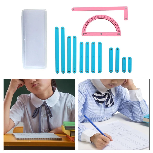 Set 4 Righelli In Lega Di Alluminio - Goniometro E Squadre Per Geometria, Ufficio E Scuola - Foto 4