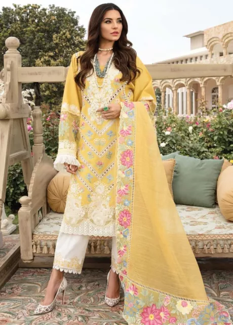 Pakistani Designer Embroidered Cotton Unstitched 3 Piece Women Shalwar Kameez