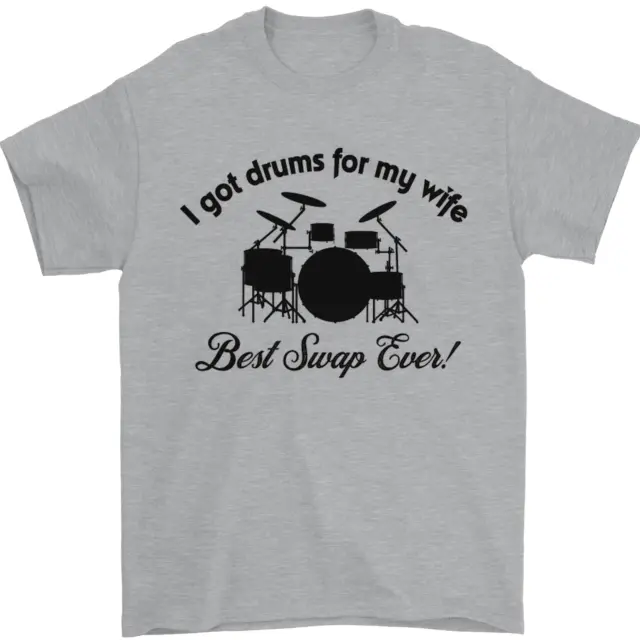 Batteria per My Wife Drumming Batterista Uomo T-Shirt 100% Cotone