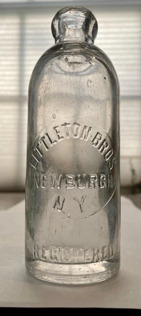 Antique LITTLETON BROS. NEWBURGH NY HUTCH SODA Bottle, Hand Blown