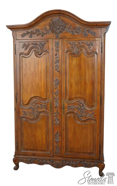 59408EC: French Louis XIV Style Ornate Carved Wardrobe
