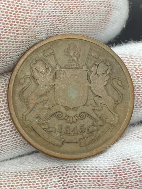 1845 India East India Company 1/2 Anna