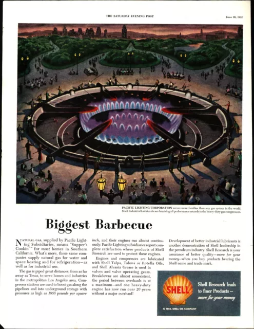 Vintage 1952 SHELL Oil Biggest Barbecue - Large Magazine Full-Page Print Ad d3