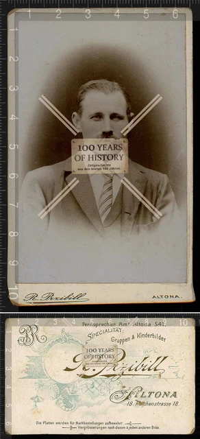 Orig. CDV Kabinettfoto Hamburg Altona R. Przibill Personen Portrait Porträt