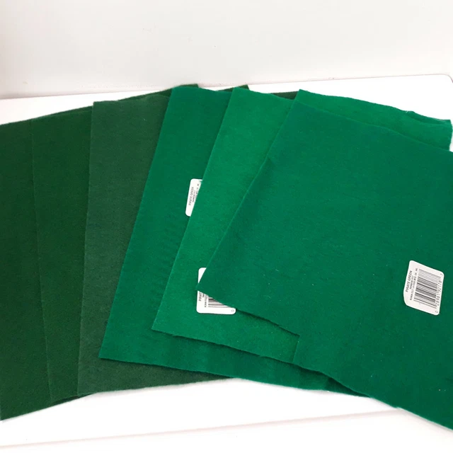 Lote de 6 hojas Kunin/Foss Mfg. Rainbow Felt 9"" x 12"" verde pirata Kelly