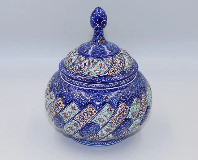 Sugar candy Bowl  Enamel, Enamelling miniature Mina, Minakari blue