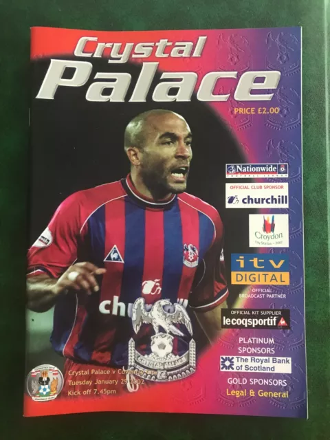 2001/02 CRYSTAL PALACE Vs COVENTRY CITY Division 1 Football Programme