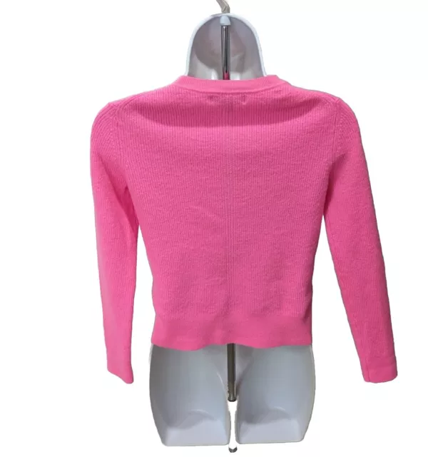 Banana Republic Merino Ribbed Pointelle Cardigan Sweater Womens M Pink 3