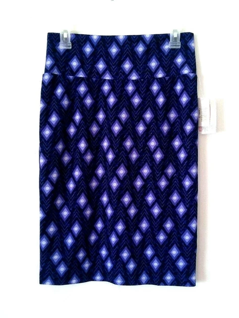 New Women's Lularoe Cassie Purple Diamond Dot Print Stretchy Pencil Skirt Size S