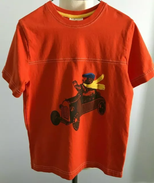 Hanna Andersson Teddy Bear in Vintage Pedal Car Youth Orange T-Shirt  Size: M
