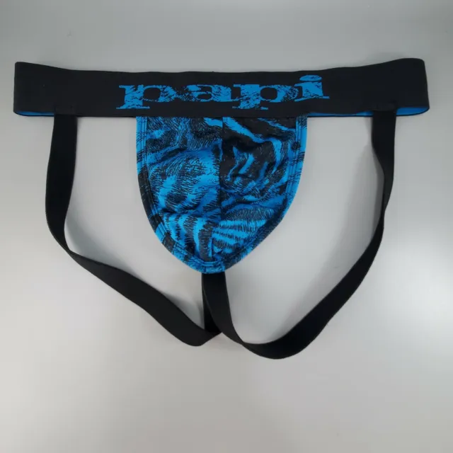 Papi Men's Pride Jock Strap Sexy Underwear Blue/Rainbow, Medium