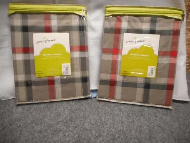 Window Valance Curtains JUMPING BEANS ROCKSTAR Plaid  62"x15"  (2 Valances)