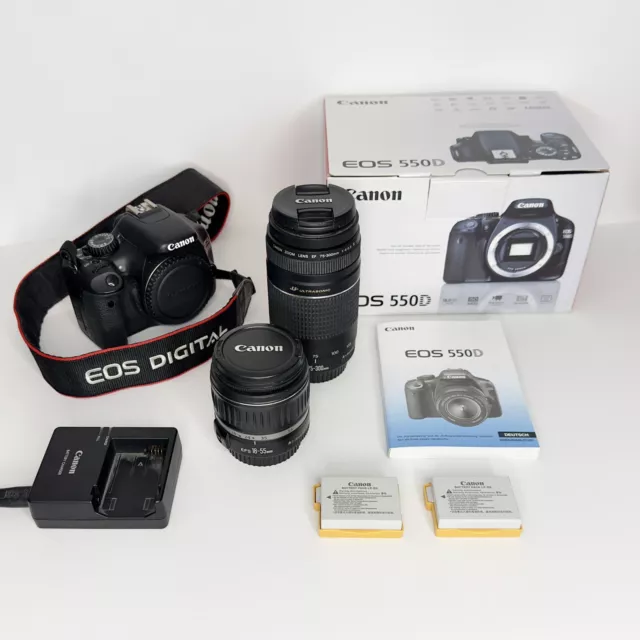 Canon EOS 550D + Objektive 18-55mm & 75-300mm — 18MP DSLR OVP 15440 Auslösungen