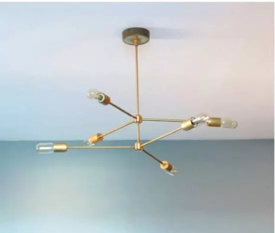 Brass 6 Holder Pair Sputnik Chandeliers Hanging/Ceiling Lights for Living Room, 2