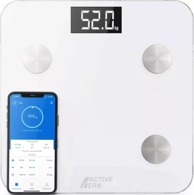 Active Era® Smart Bluetooth Body Fat Bathroom Scales | iPhone, Android, iOS App