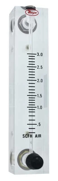 Dwyer VFB-65-BV Flow Meter, 4" Scale, 0.2-4 LPM Air, Brass Valve