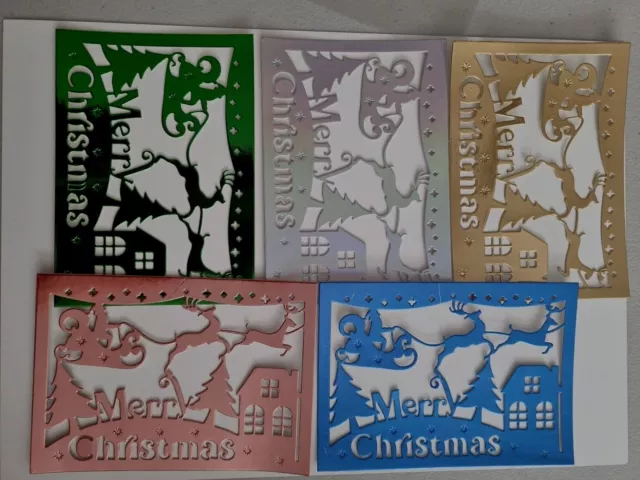5 Lovely Merry Christmas with Santa Panel Die Cut card Toppers (Set 1)
