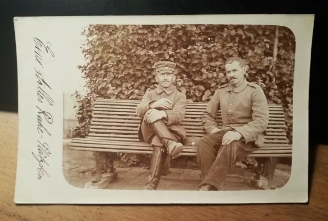 wohl Frankreich - 2 deutsche Soldaten in Uniform - 1915 Feldpost Karte Bayern