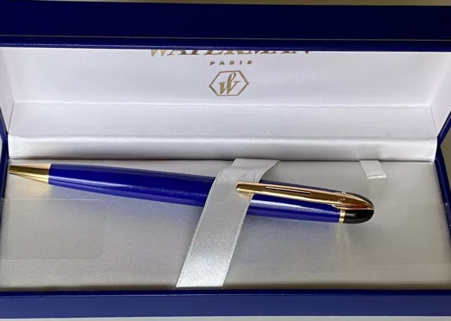 Waterman Blue Ballpoint Twist Action Pen—Gold Trim