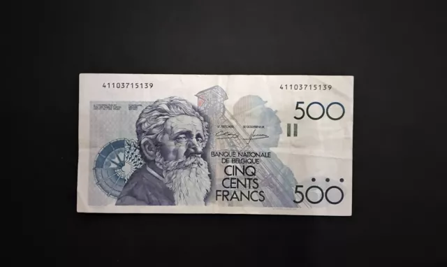 Billet De 500fr Belge En Très Bon Etat, Craquant D'origine, 0 Epinglage