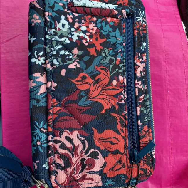 Vera Bradley Rfid All In One Crossbody Cabbage Rose Cabernet Pattern Nwt
